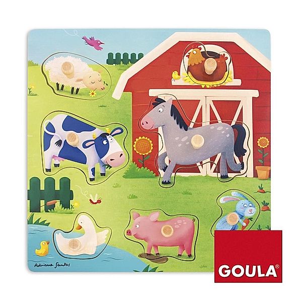 Goula Holzpuzzle Tiermütter und -kinder auf dem Bauernhof 7t