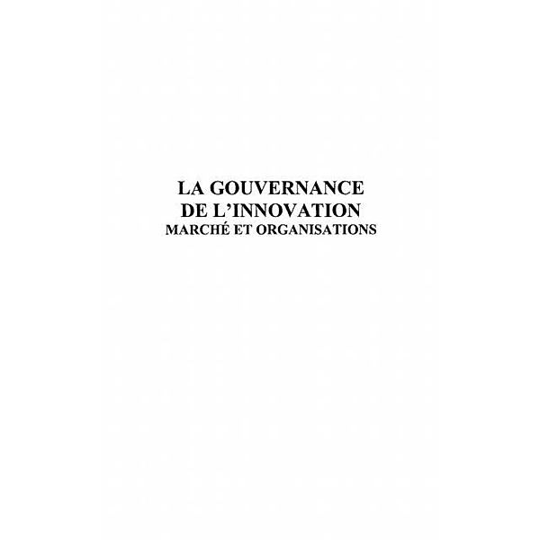 Gouvernance de l'innovation: marche et organisations / Hors-collection, Keramat Movallali