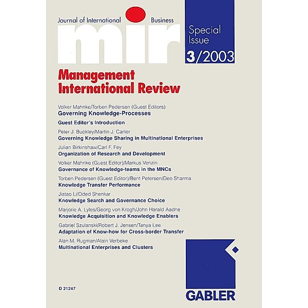 Governing Knowledge-Processes / mir Special Issue Bd.3