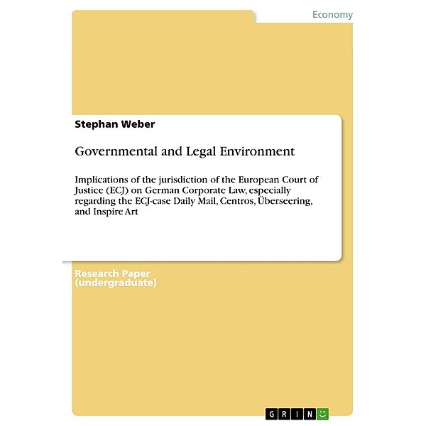 Governmental and Legal Environment, Stephan Weber