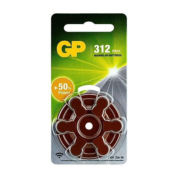 GP Hörgeräte-Batterien ZA312, 6er-Set
