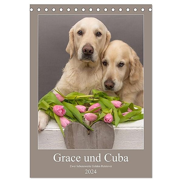 Grace und Cuba - Zwei liebenswerte Golden Retriever (Tischkalender 2024 DIN A5 hoch), CALVENDO Monatskalender, Jessica Bernhardt