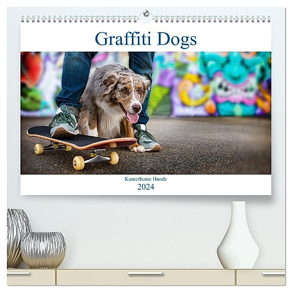 Graffiti Dogs (hochwertiger Premium Wandkalender 2024 DIN A2 quer), Kunstdruck in Hochglanz, Judith Dzierzawa / DoraZett