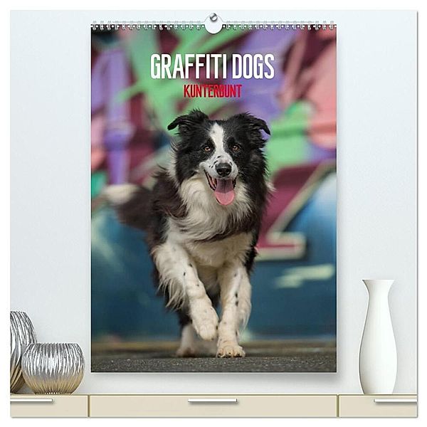 Graffiti Dogs Kunterbunt (hochwertiger Premium Wandkalender 2024 DIN A2 hoch), Kunstdruck in Hochglanz, Judith Dzierzawa - DoraZett