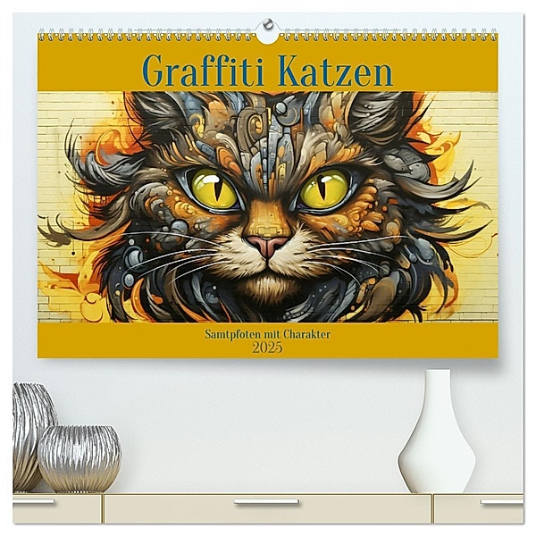 Graffiti Katzen (hochwertiger Premium Wandkalender 2025 DIN A2 quer), Kunstdruck in Hochglanz, Calvendo, Daniela Tapper