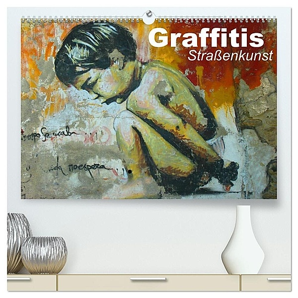 Graffitis - Straßenkunst (hochwertiger Premium Wandkalender 2024 DIN A2 quer), Kunstdruck in Hochglanz, Elisabeth Stanzer