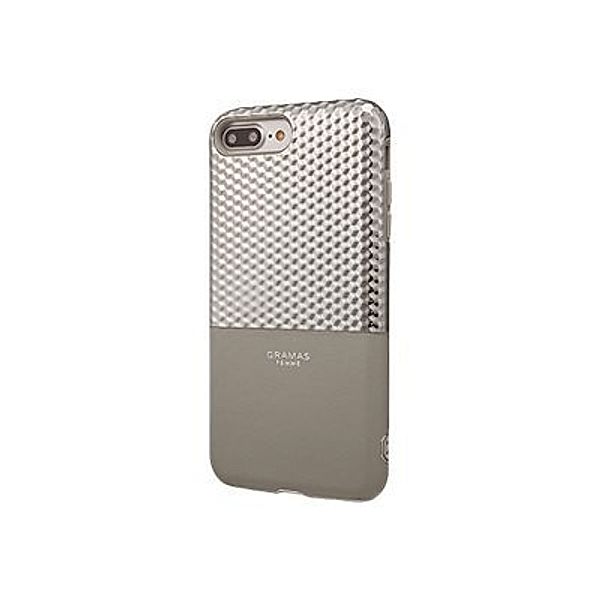 GRAMAS Hex Hybrid Huelle iPhone 8+/7+ Schutzhuelle 8/7/6S/6 Plus Polycarbonat mit Hexagon-Muster Echtleder TPU-Polster SL silber