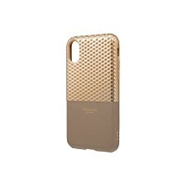 GRAMAS Hex Hybrid Huelle iPhone X Schutzhuelle Polycarbonat mit Hexagon-Muster Echtleder weiches TPU-Polster CG champagner