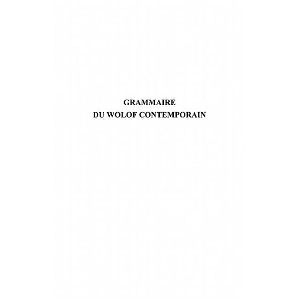 Grammaire du wolof contemporain / Hors-collection, Jean-Leopold Diouf