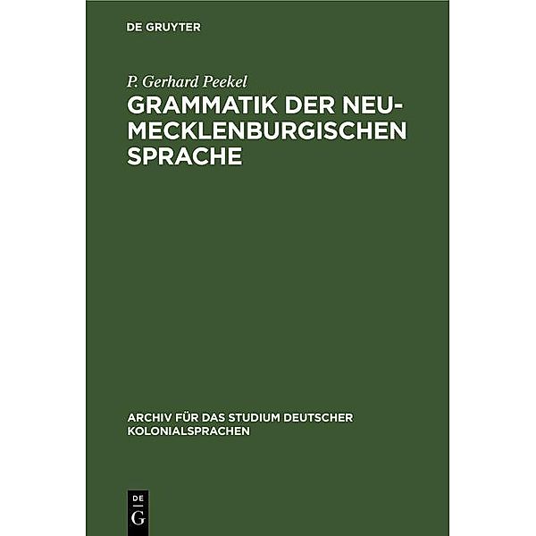 Grammatik der Neu-Mecklenburgischen Sprache, P. Gerhard Peekel