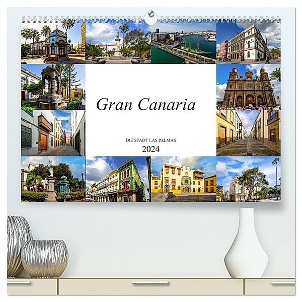 Gran Canaria Die Stadt Las Palmas (hochwertiger Premium Wandkalender 2024 DIN A2 quer), Kunstdruck in Hochglanz, Dirk Meutzner