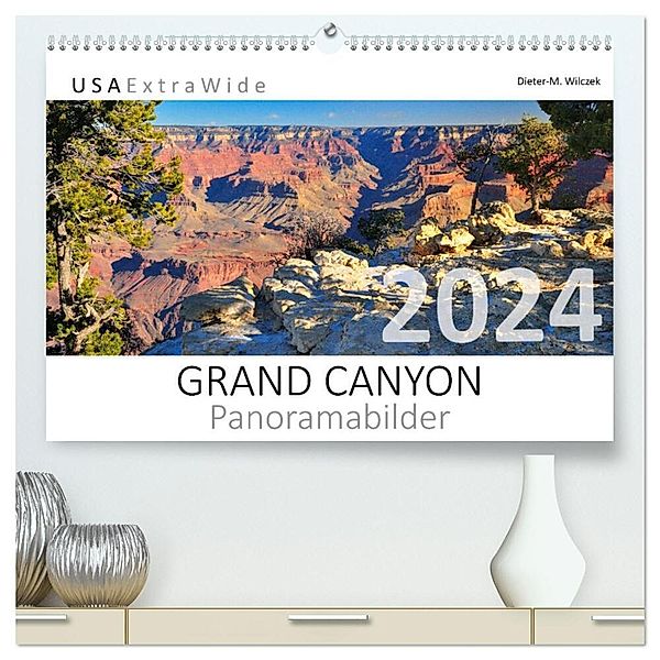 GRAND CANYON Panoramabilder (hochwertiger Premium Wandkalender 2024 DIN A2 quer), Kunstdruck in Hochglanz, Dieter-M. Wilczek