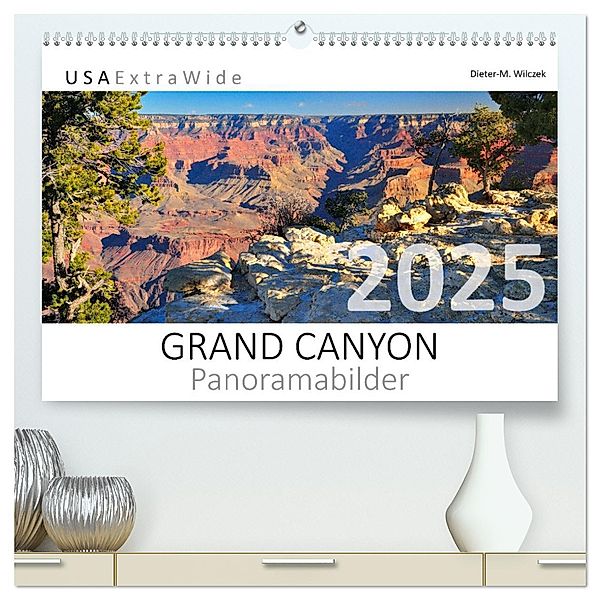 GRAND CANYON Panoramabilder (hochwertiger Premium Wandkalender 2025 DIN A2 quer), Kunstdruck in Hochglanz, Calvendo, Dieter-M. Wilczek
