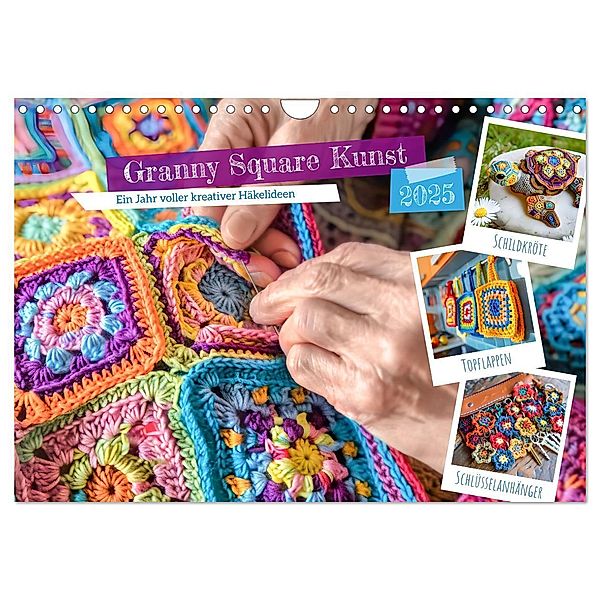 Granny Square Kunst - Ein Jahr voller kreativer Häkelideen (Wandkalender 2025 DIN A4 quer), CALVENDO Monatskalender, Calvendo, Anja Frost