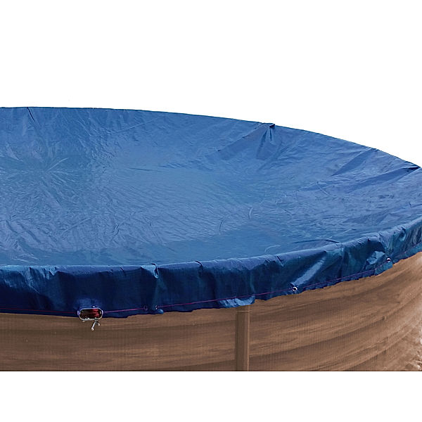 Grasekamp Abdeckplane für Pool oval 490x300cm  Royalblau  Planenmaß 570x380cm Sommer Winter