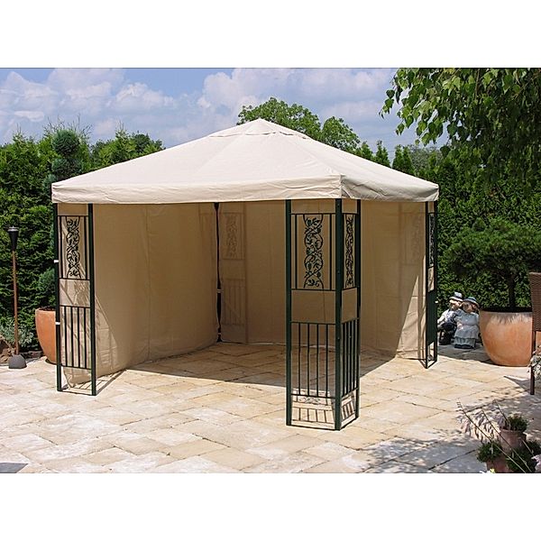 Grasekamp Garten-Pavillon ROMA 3x3m mit 2  Seitenteile Party-Zelt Terrassen-Dach