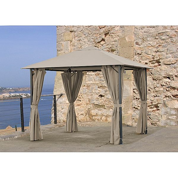 Grasekamp Gartenpavillon Nizza 3x3m Taupe Pavillon  Partyzelt Gazebo Antik