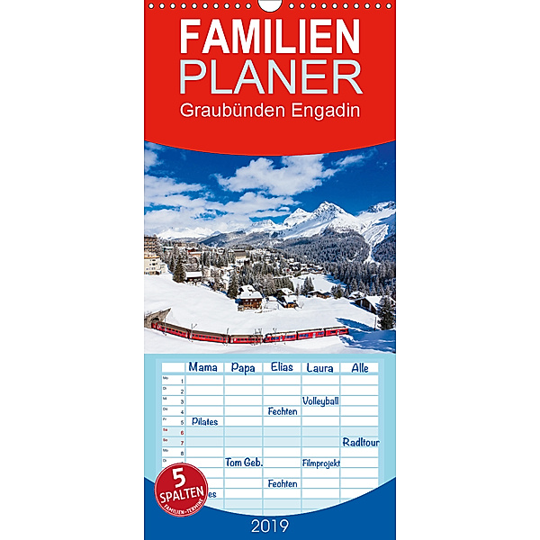 Graubünden Engadin - Familienplaner hoch (Wandkalender 2019 , 21 cm x 45 cm, hoch), Werner Dieterich