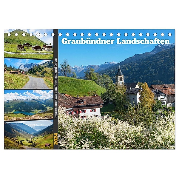 Graubündner Landschaften 2024 (Tischkalender 2024 DIN A5 quer), CALVENDO Monatskalender, SusaZoom