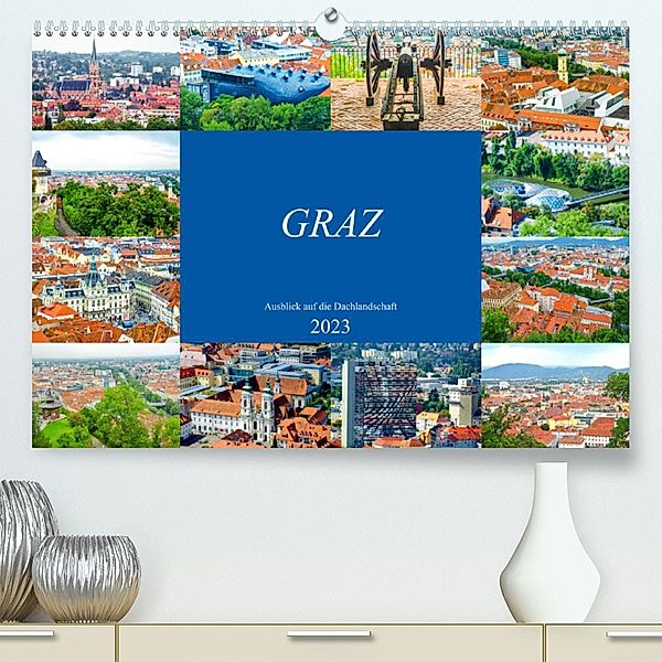 Graz - Ausblick auf die Dachlandschaft (Premium, hochwertiger DIN A2 Wandkalender 2023, Kunstdruck in Hochglanz), Nina Schwarze