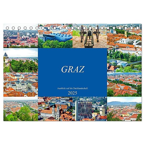 Graz - Ausblick auf die Dachlandschaft (Tischkalender 2025 DIN A5 quer), CALVENDO Monatskalender, Calvendo, Nina Schwarze