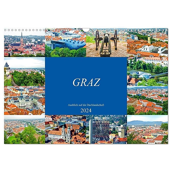 Graz - Ausblick auf die Dachlandschaft (Wandkalender 2024 DIN A3 quer), CALVENDO Monatskalender, Nina Schwarze