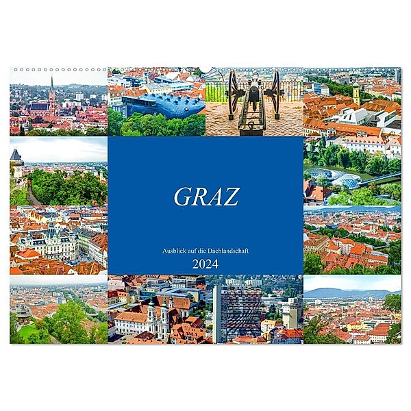 Graz - Ausblick auf die Dachlandschaft (Wandkalender 2024 DIN A2 quer), CALVENDO Monatskalender, Nina Schwarze