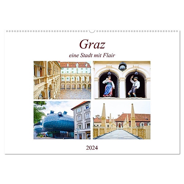 Graz - eine Stadt mit Flair (Wandkalender 2024 DIN A2 quer), CALVENDO Monatskalender, Nina Schwarze
