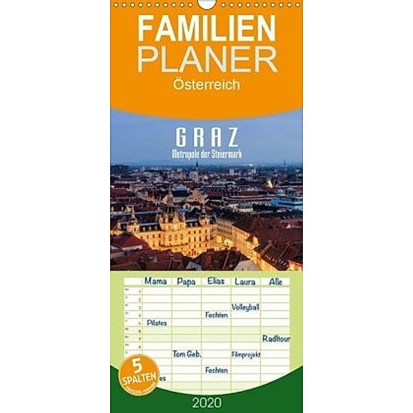 Graz - Metropole der Steiermark - Familienplaner hoch (Wandkalender 2020 , 21 cm x 45 cm, hoch)