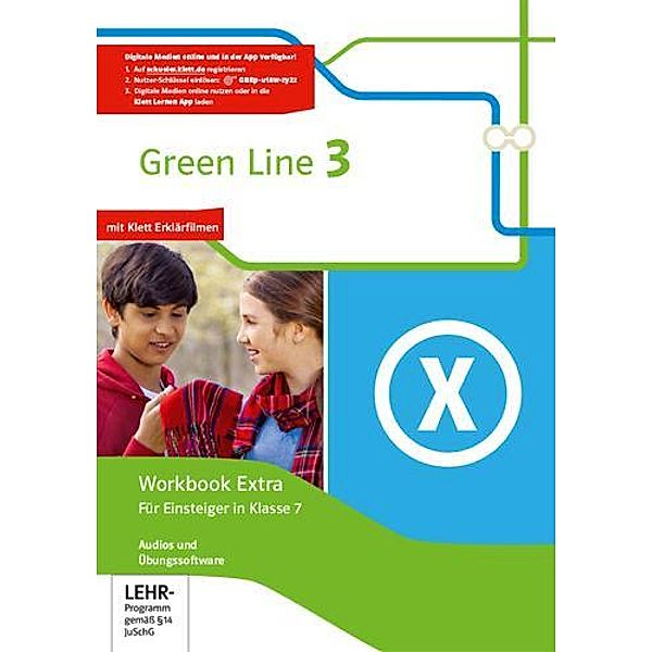 Green Line 3 - Workbook Extra für Einsteiger in Klasse 7 mit Audio-CDs und Übungssoftware