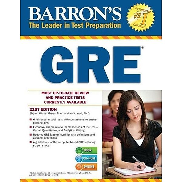 Green, S: Barron's GRE w. CD-ROM, Sharon Weiner Green, Ira K Wolf