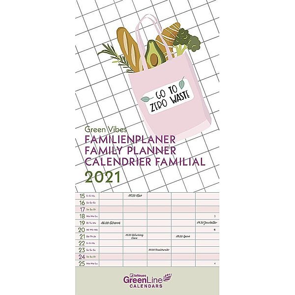 Green Vibes Familienplaner / Family Planner / Calendrier familial 2021