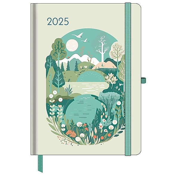 GreenLine Diary Green Vibes 2025 - Buchkalender - Taschenkalender - 16x22