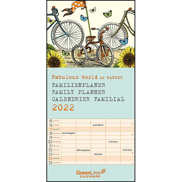 GreenLine Fabulous World of PABUKU 2022 Familienplaner - Familien-Kalender - Kinder-Kalender - 22x45