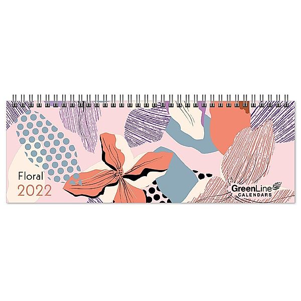 GreenLine Floral 2022 - Tischquerkalender - Tischkalender - Blumen - 29,7x10,5