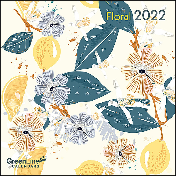 GreenLine Floral 2022 - Wandkalender - Mini-Broschürenkalender - 1,75x17,5 - 17,5x35 geöffnet - Blumen