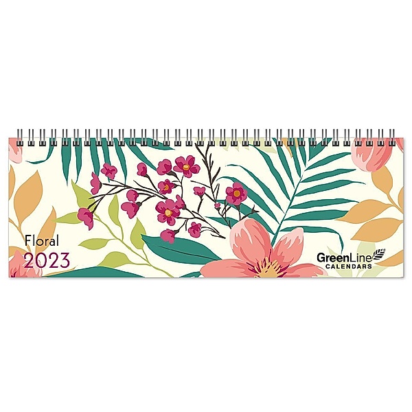 GreenLine Floral 2023 - Tischquerkalender - Tischkalender - Blumen - 29,7x10,5