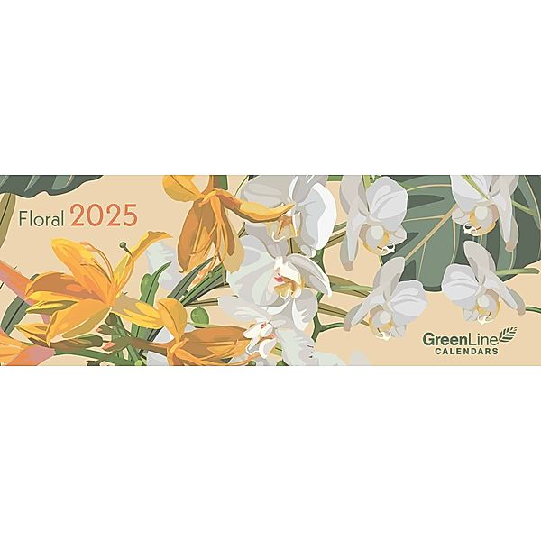 GreenLine - Floral 2025 Tischquerkalender, 29,7x10,5cm, Tischkalender mit hochwertigem Papier, praktische Alltagsorganisation für persönliches & berufliches Zeitmanagement