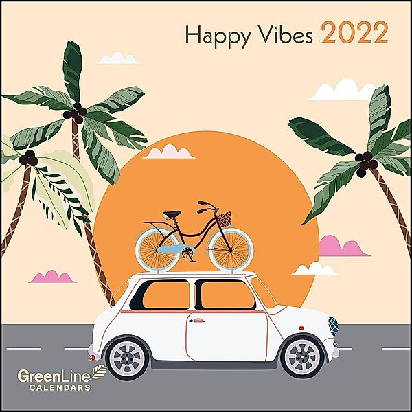 GreenLine Happy Vibes 2022 - Wand-Kalender - Broschüren-Kalender - 30x30 - 30x60 geöffnet