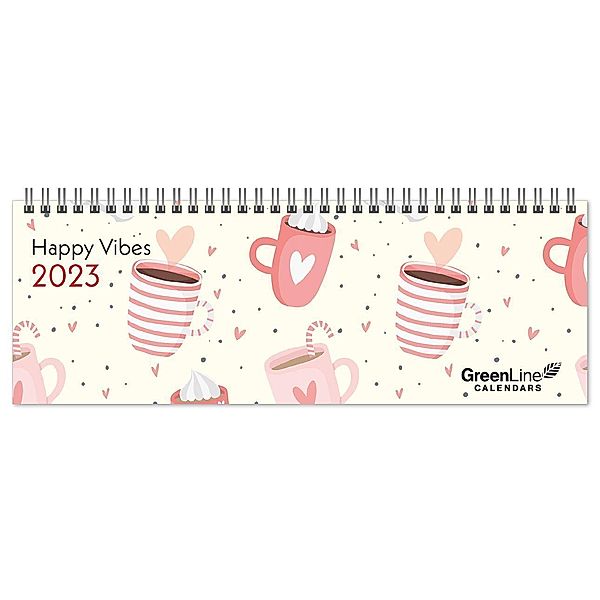 GreenLine Happy Vibes 2023 - Tischquerkalender - Tischkalender - 29,7x10,5