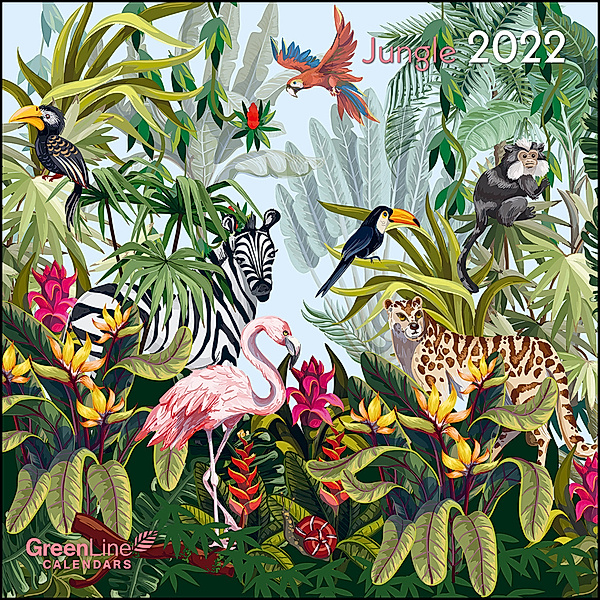 GreenLine Jungle 2022 - Wand-Kalender - Broschüren-Kalender - 30x30 - 30x60 geöffnet