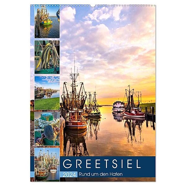 GREETSIEL Rund um den Hafen (Wandkalender 2024 DIN A2 hoch), CALVENDO Monatskalender, Andrea Dreegmeyer