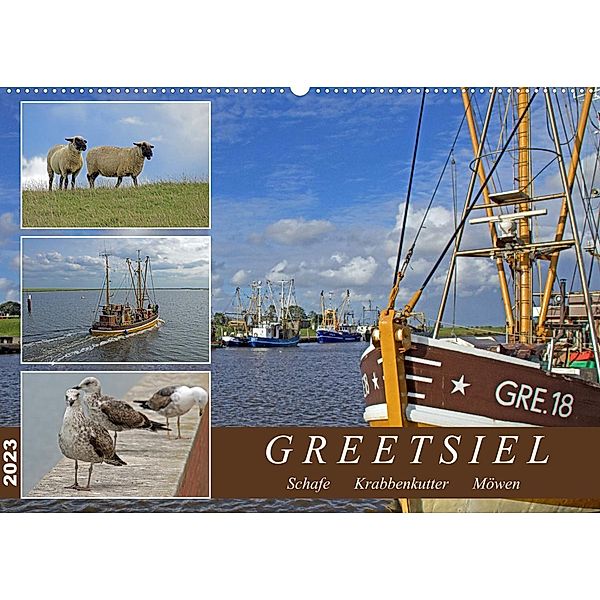 GREETSIEL - Schafe - Krabbenkutter - Möwen (Wandkalender 2023 DIN A2 quer), Gisela Braunleder