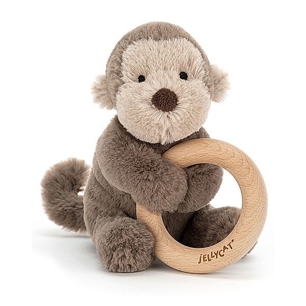 Jellycat Greifling SHOOSHU MONKEY mit Holzring in braun