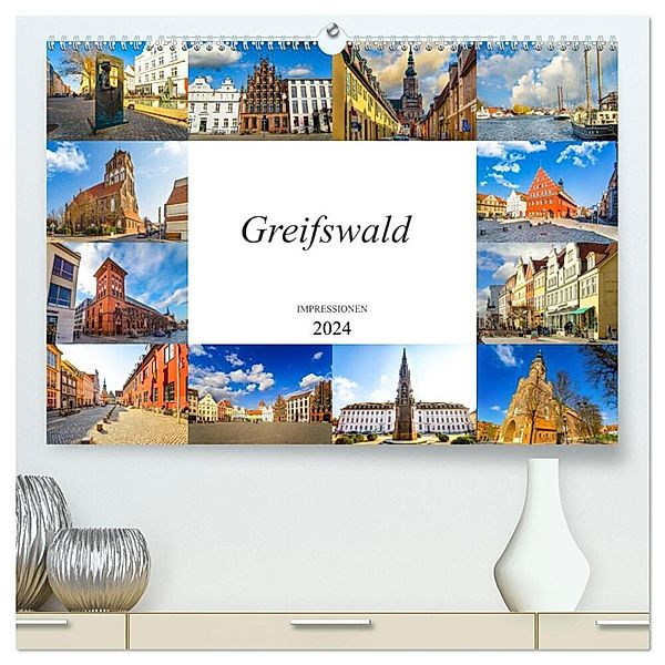 Greifswald Impressionen (hochwertiger Premium Wandkalender 2024 DIN A2 quer), Kunstdruck in Hochglanz, Dirk Meutzner