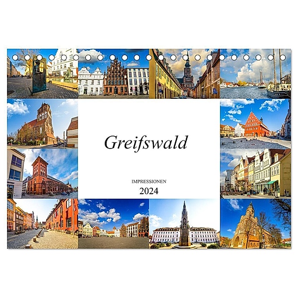 Greifswald Impressionen (Tischkalender 2024 DIN A5 quer), CALVENDO Monatskalender, Dirk Meutzner