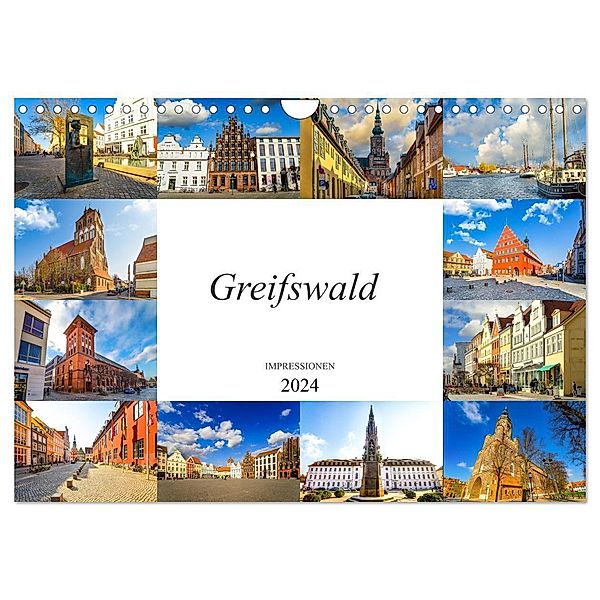 Greifswald Impressionen (Wandkalender 2024 DIN A4 quer), CALVENDO Monatskalender, Dirk Meutzner