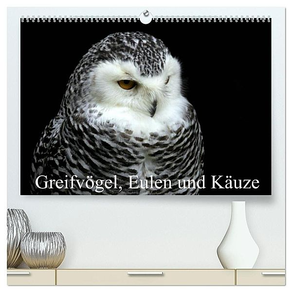 Greifvögel, Eulen und Käuze (hochwertiger Premium Wandkalender 2024 DIN A2 quer), Kunstdruck in Hochglanz, Arno Klatt