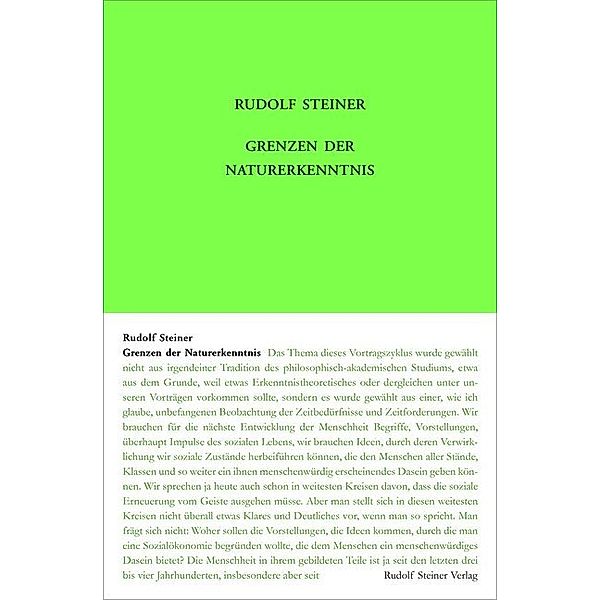 Grenzen der Naturerkenntnis, Rudolf Steiner