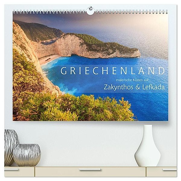 Griechenland - Malerische Küsten auf Zakynthos und Lefkada (hochwertiger Premium Wandkalender 2024 DIN A2 quer), Kunstdruck in Hochglanz, Patrick Rosyk